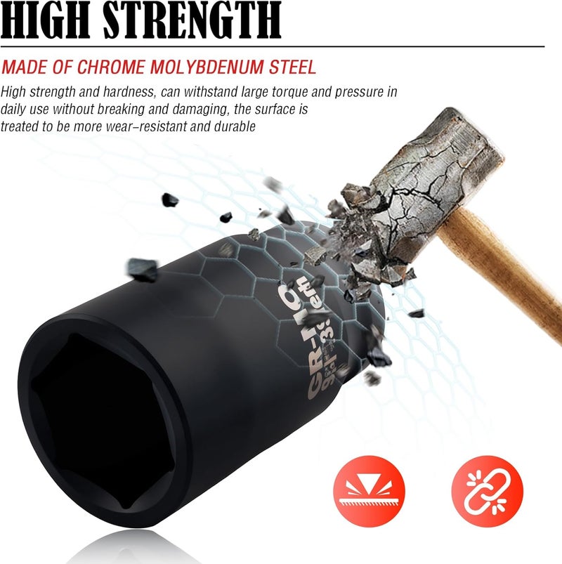 Stacool 33mm Socket 3/4 Drive with 6 Point Design,Heavy Duty Non-slip 3/4 Impact Socket for Quick Dismantle Car Axle Nuts,Professional Deep Impact Axle Nut Sockets Car Accessories (33mm-3/4"Drive) - Image 3